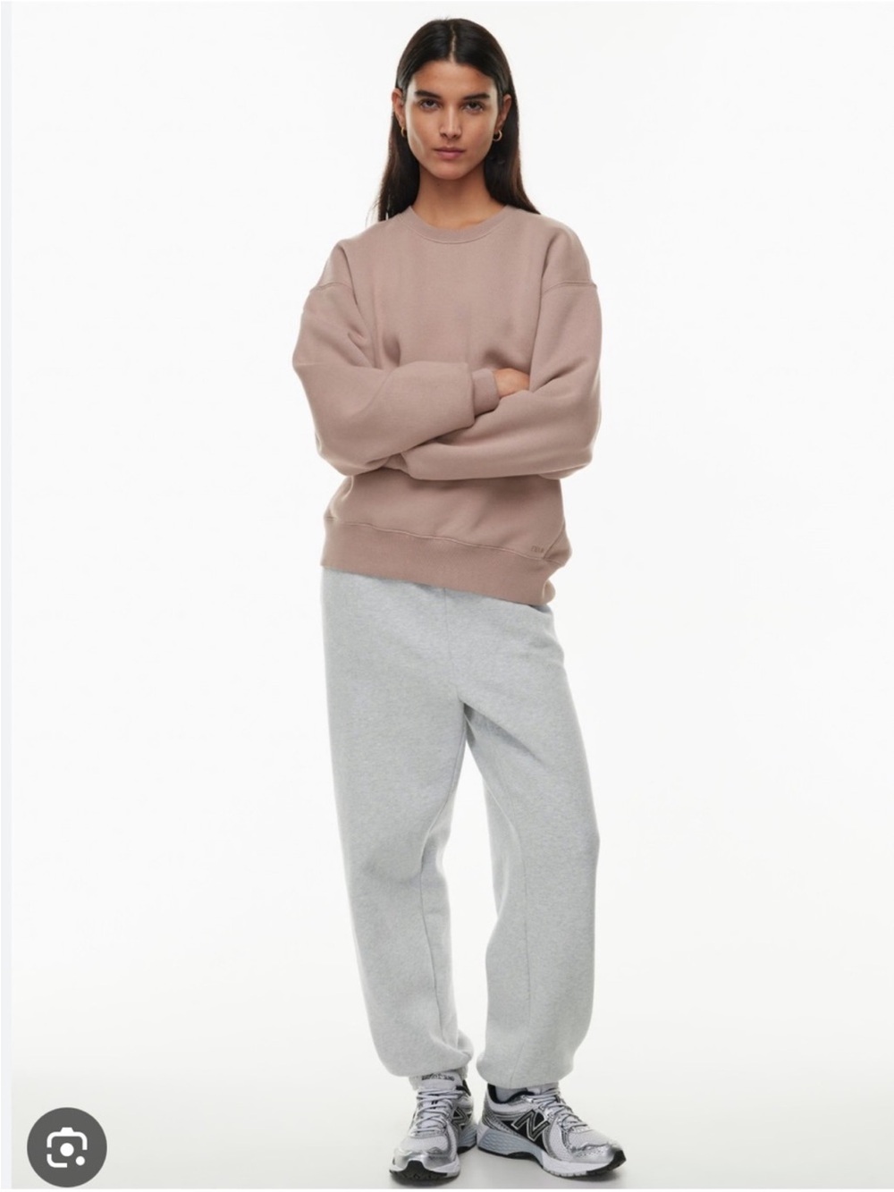 Aritzia TNA Cozy Fleece Boyfriend Crewneck size 2 (size Large-XL fit) Beige Dye